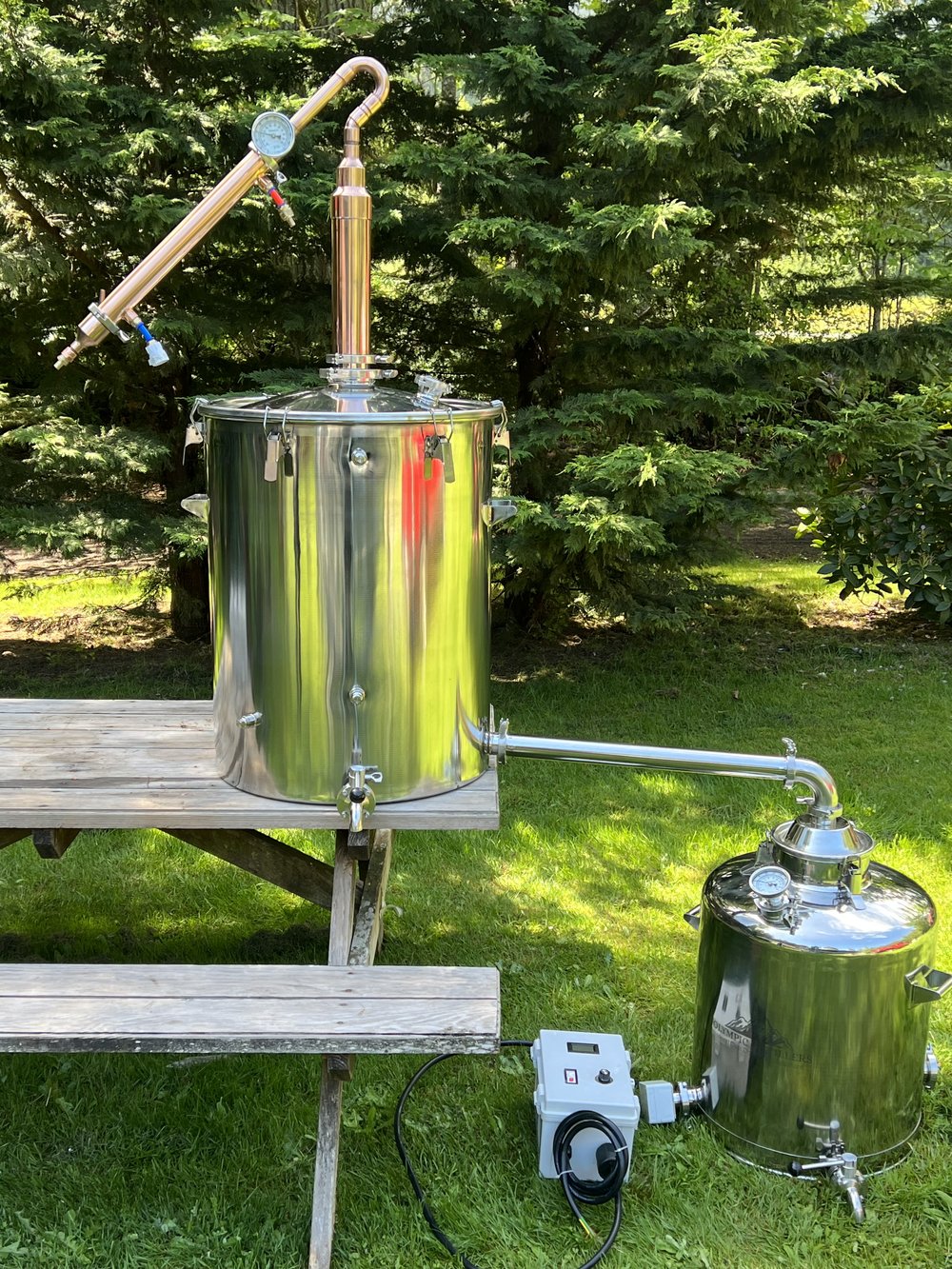 200L Copper Head Essential Oil Still With 100L Offset Boiling Tank