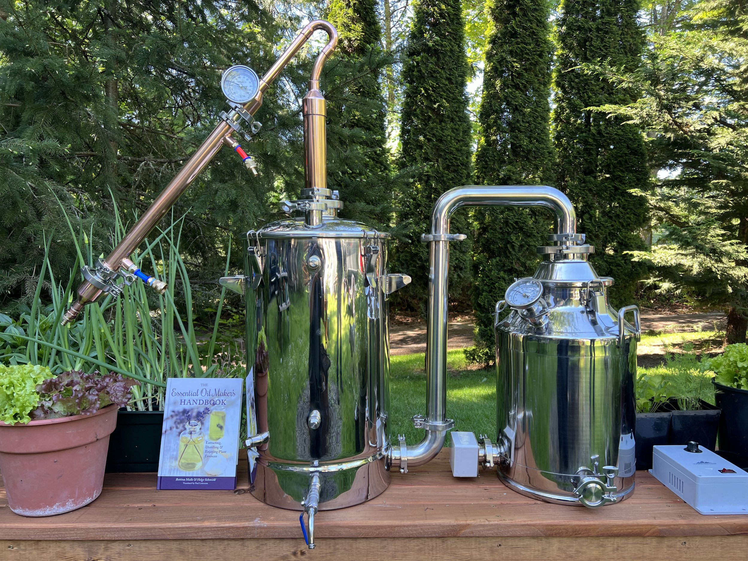 50L Copper Head Essential Oil Still With 30L Offset Boiling Tank